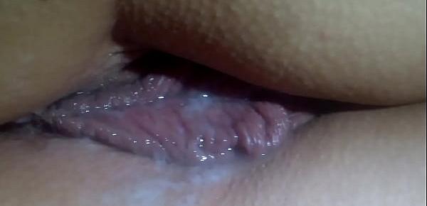 Creampie and lots of sperm all over sleeping girlfriend